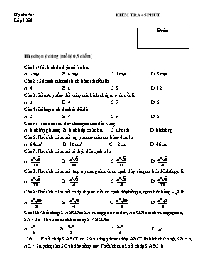 Kiểm tra 45 phút Hình 12 chương 1